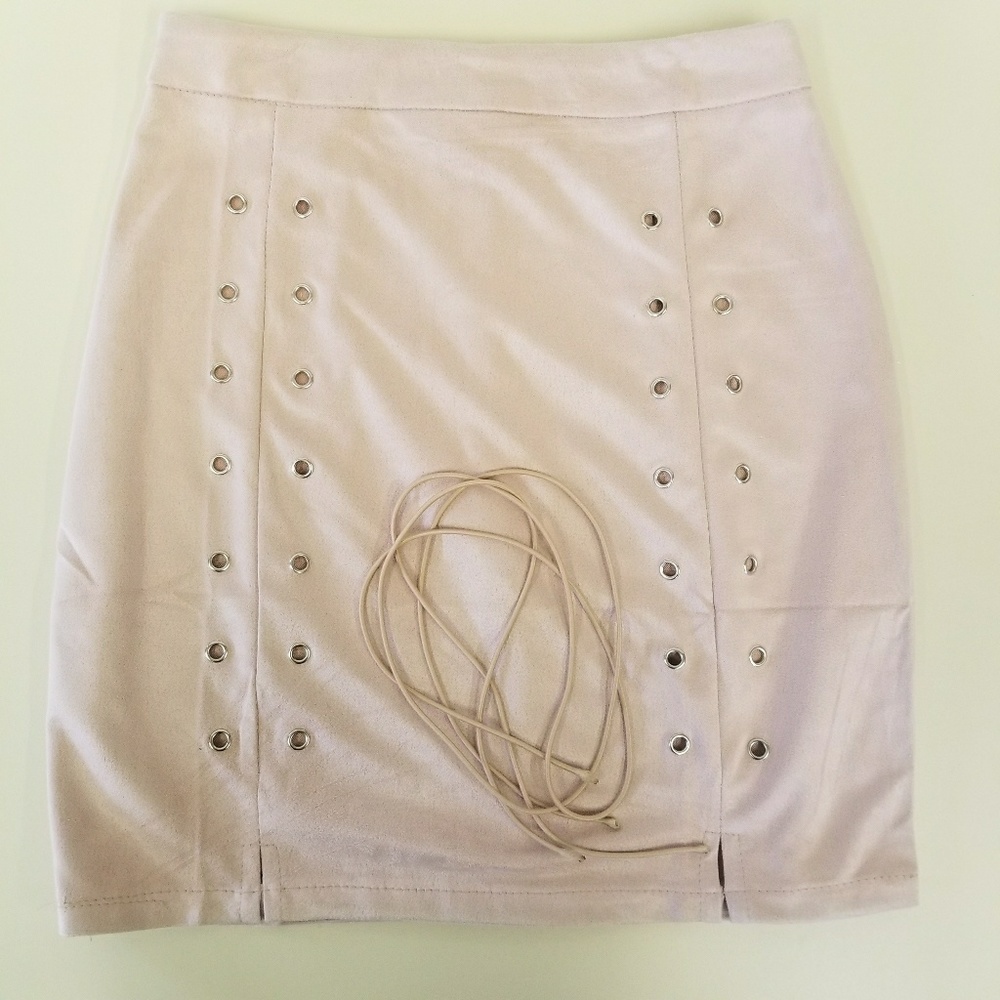 Khaki Faux Suede Skirt - Picture 4 of 4